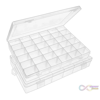 36 Grids Clear Plastic Organizer Box with Adjustable Compartment Dividers, Jewellery Storage Organizer Collection Box (1 pc ) - infinityexculsivestore.com