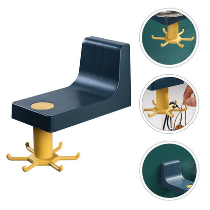 360 Degree Rotating Self Adhesive Plastic Wall Hook Hanger; Multifunctional Hanger with 6 Heavy Duty Claw Hooks - infinityexculsivestore.com