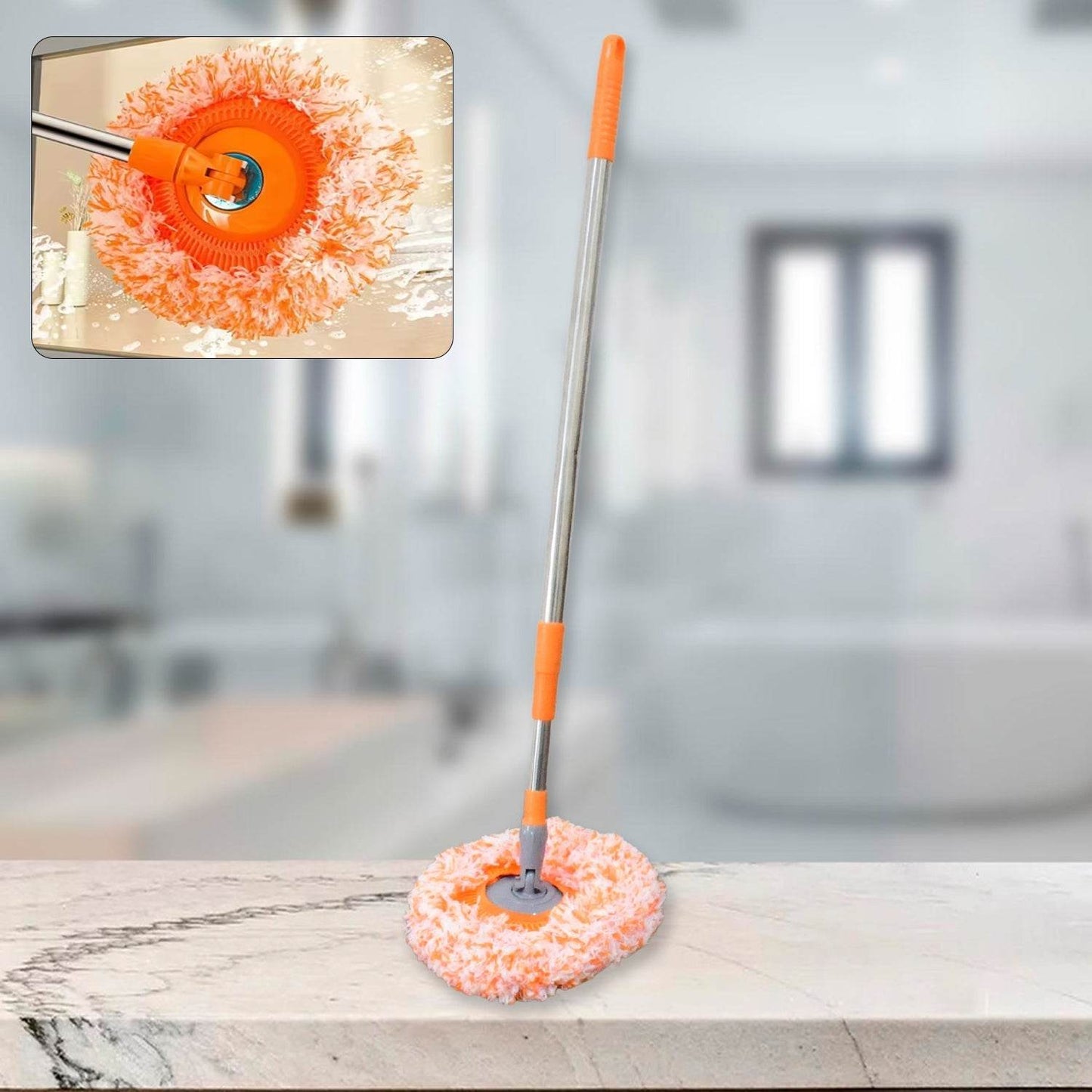 360° Rotatable Ceiling Dust Cleaning Mop Extendable Long Lightweight Handle Mop Heads Pad, Spin Scrubber for Ceiling Floor Bathroom Kitchen Tile - infinityexculsivestore.com