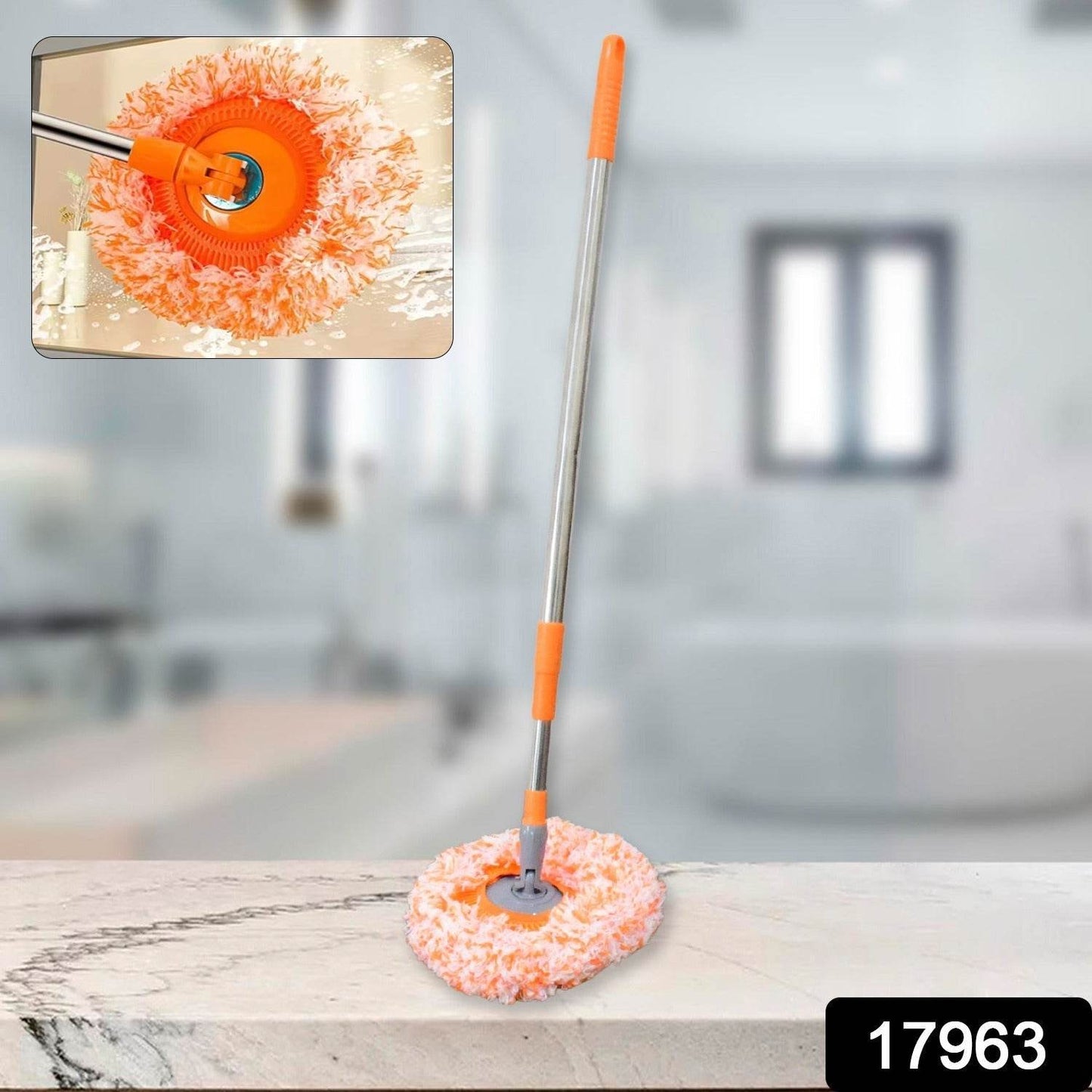 360° Rotatable Ceiling Dust Cleaning Mop Extendable Long Lightweight Handle Mop Heads Pad, Spin Scrubber for Ceiling Floor Bathroom Kitchen Tile - infinityexculsivestore.com