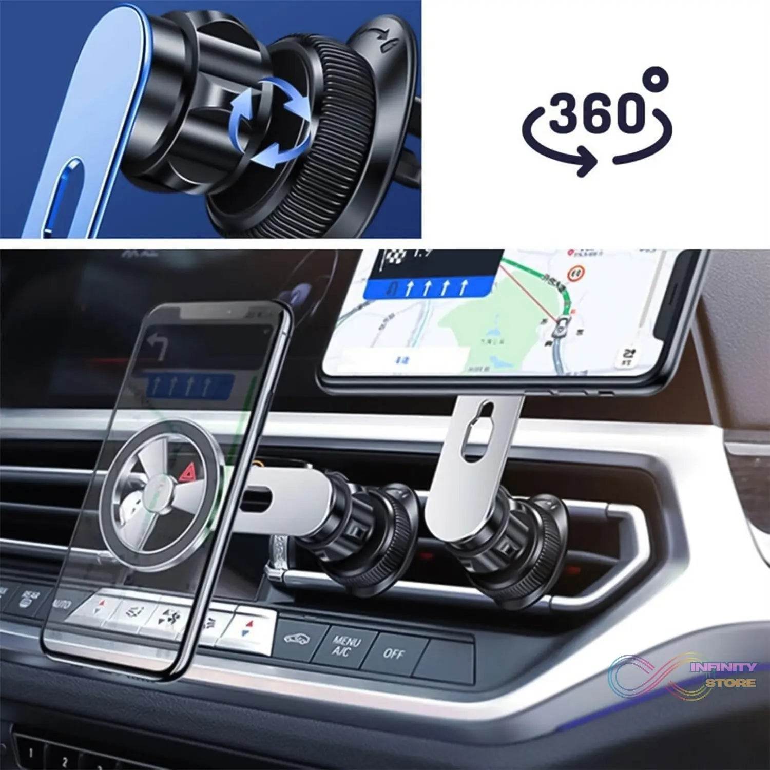 360° Rotatable & Foldable Air Vent Magnetic Phone Holder (1 Pc) - infinityexculsivestore.com