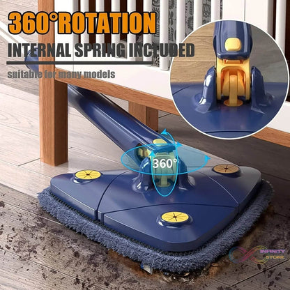 360° Rotatable Mop Triangle Mop with Long Handle (1 Pc / 113 Cm) - infinityexculsivestore.com