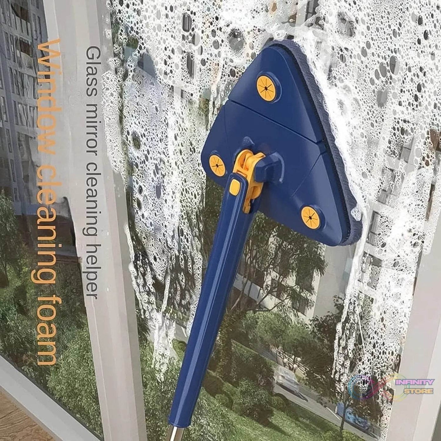 360° Rotatable Mop Triangle Mop with Long Handle (1 Pc / 113 Cm) - infinityexculsivestore.com