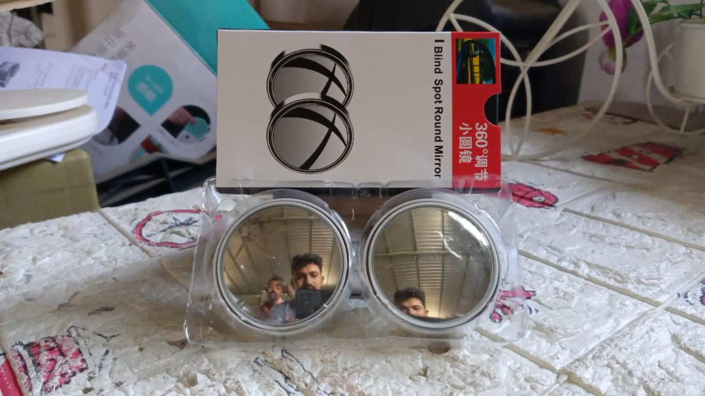 360DEGREE BLIND SPOT ROUND WIDE ANGLE ADJUSTABLE CONVEX REAR VIEW MIRROR - PACK OF 2 - infinityexculsivestore.com