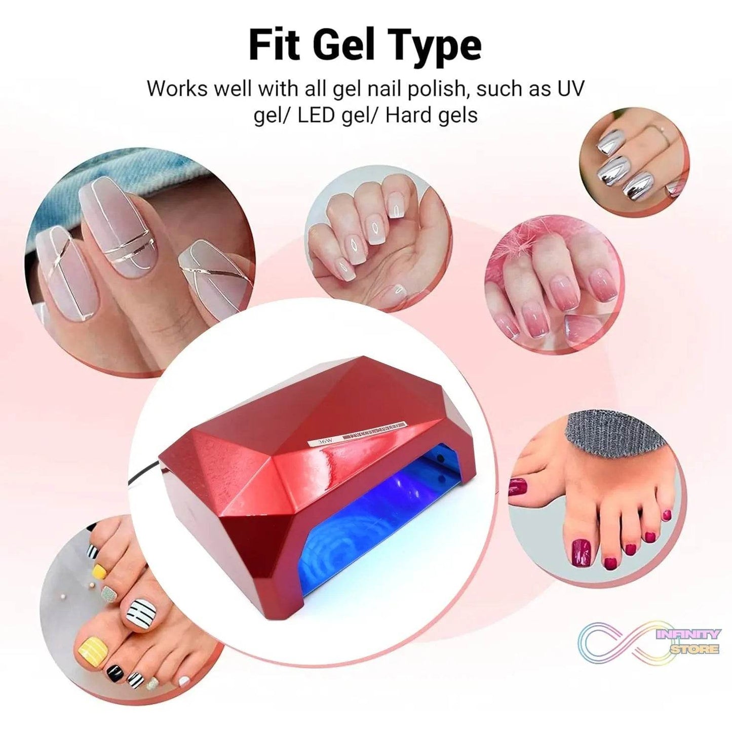 36W LED Nail Dryer, Curing Nail Polish UV Gel Diamond Shaped Nail Dryers (1 Pc) - infinityexculsivestore.com