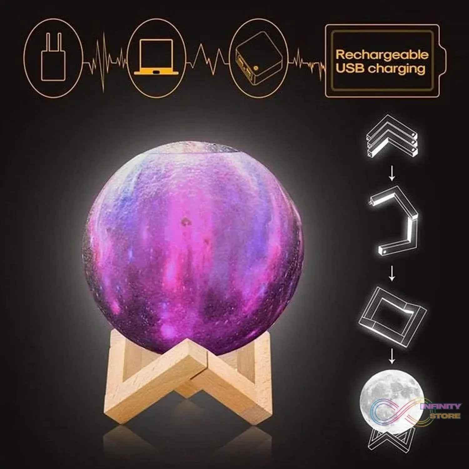 3D 2 in 1 LED Printed Moon Lamp & Aroma Diffuser (1 Pc) - infinityexculsivestore.com