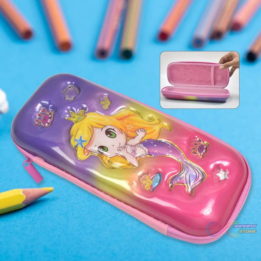 3D Cartoon Zipper Compass Box, Pencil Box (1 Pc) - infinityexculsivestore.com