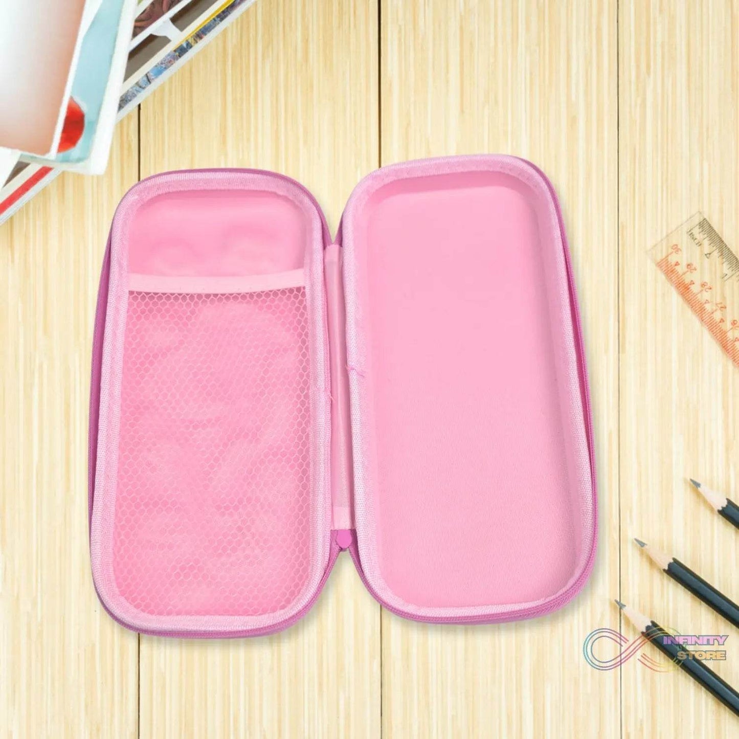 3D Cartoon Zipper Compass Box, Pencil Box (1 Pc) - infinityexculsivestore.com