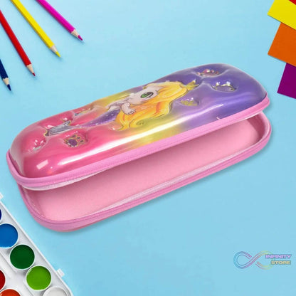 3D Cartoon Zipper Compass Box, Pencil Box (1 Pc) - infinityexculsivestore.com
