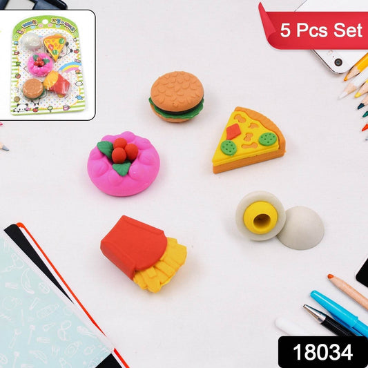 3D Food Shape Fancy & Stylish Colorful Erasers, Mini Eraser Creative Cute Novelty Eraser for Children Eraser Set for Return Gift, Birthday Party, School Prize(5 Pcs Set) - infinityexculsivestore.com