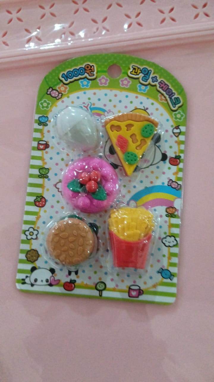 3D Food Shape Fancy & Stylish Colorful Erasers, Mini Eraser Creative Cute Novelty Eraser for Children Eraser Set for Return Gift, Birthday Party, School Prize(5 Pcs Set) - infinityexculsivestore.com