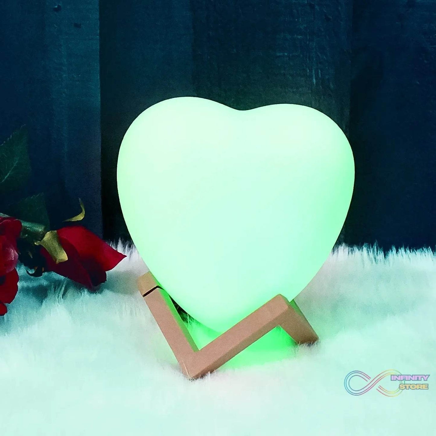 3D Heart Shape Moon Night Lamp with Plastic Stand (13 x12 Cm / 1 Pc) - infinityexculsivestore.com