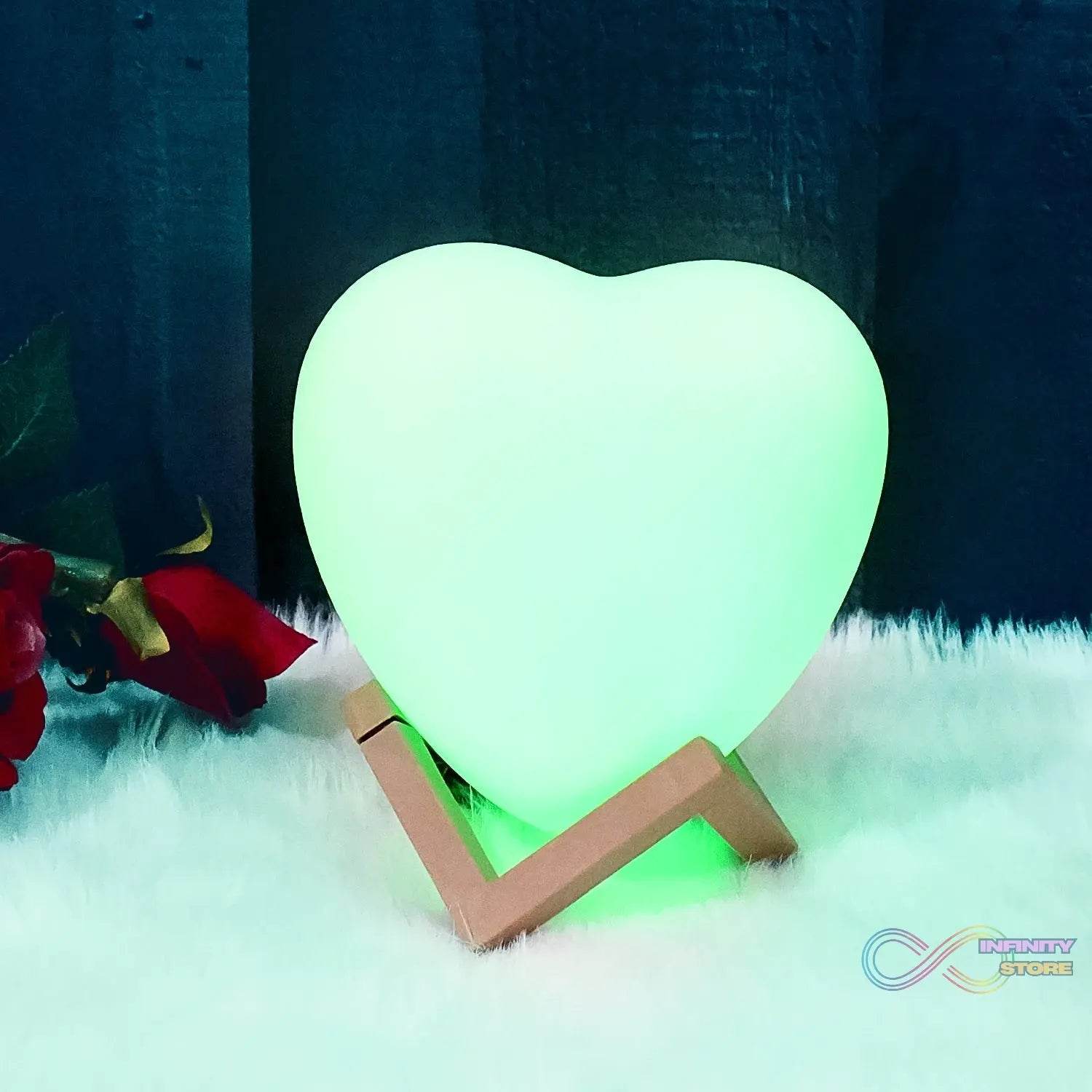 3D Heart Shape Moon Night Lamp with Plastic Stand (13 x12 Cm / 1 Pc) - infinityexculsivestore.com