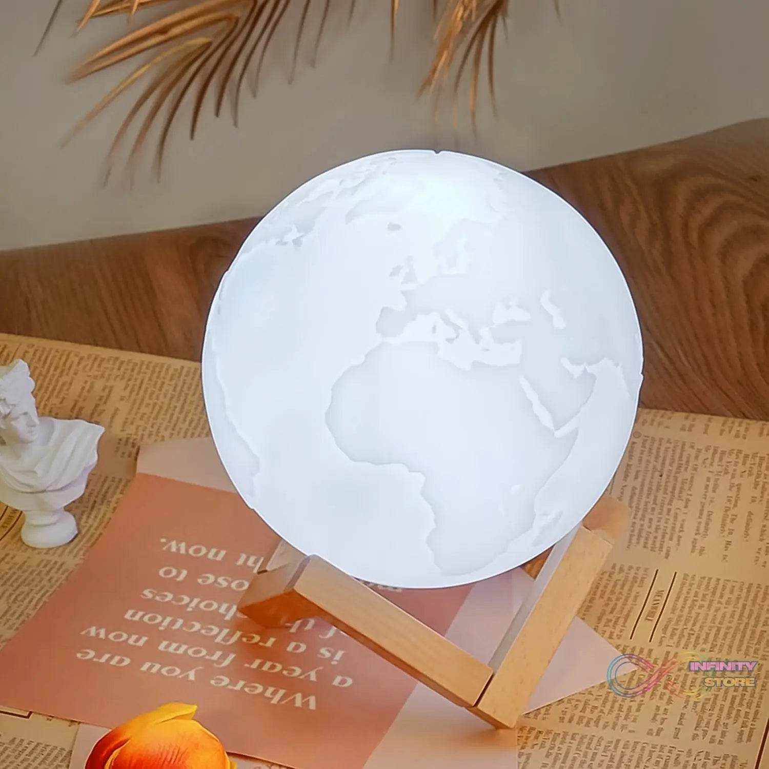 3D Moon Night Lamp with Stand (Color Box / White & Yellow Light / 1 Pc) - infinityexculsivestore.com