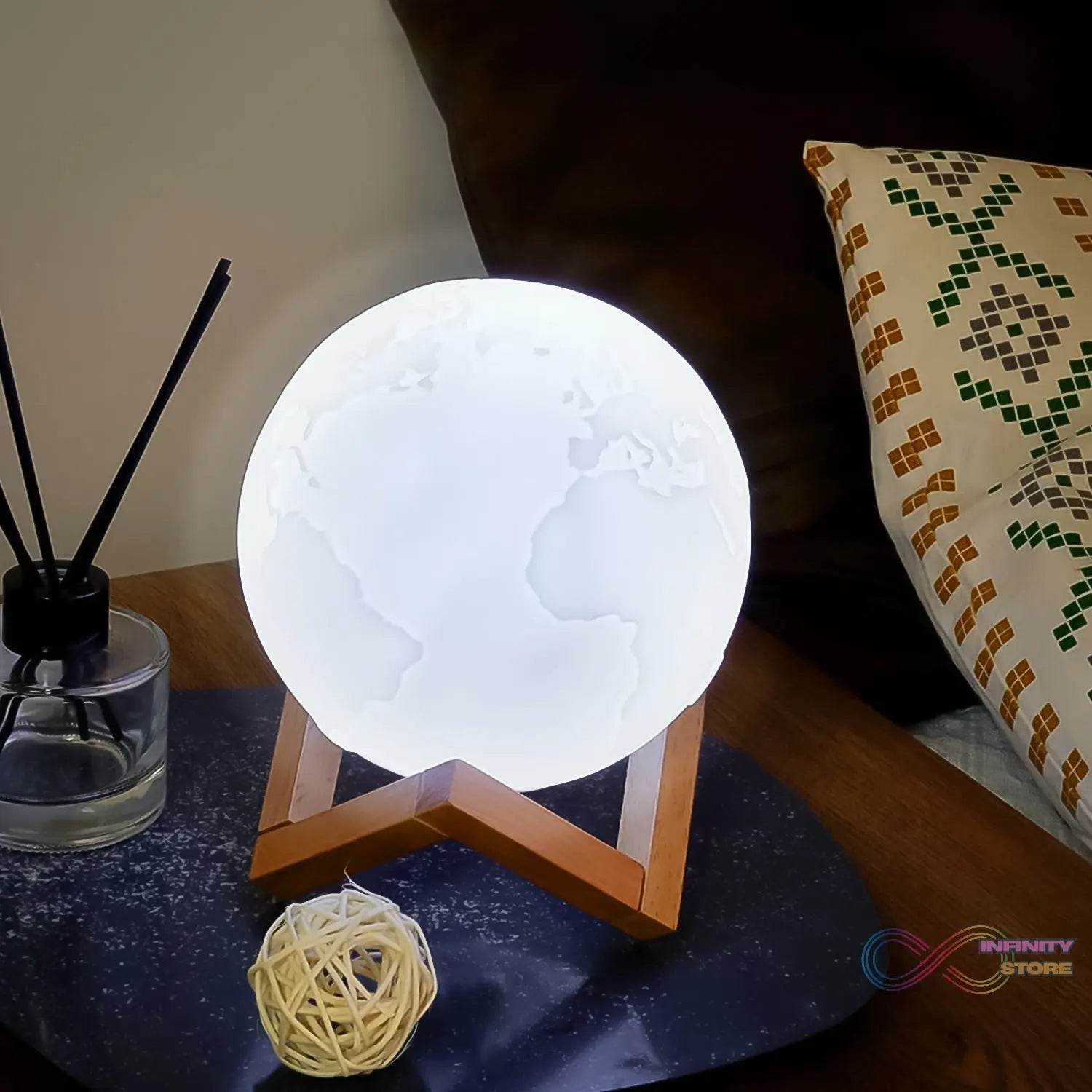 3D Moon Night Lamp with Stand (Color Box / White & Yellow Light / 1 Pc) - infinityexculsivestore.com