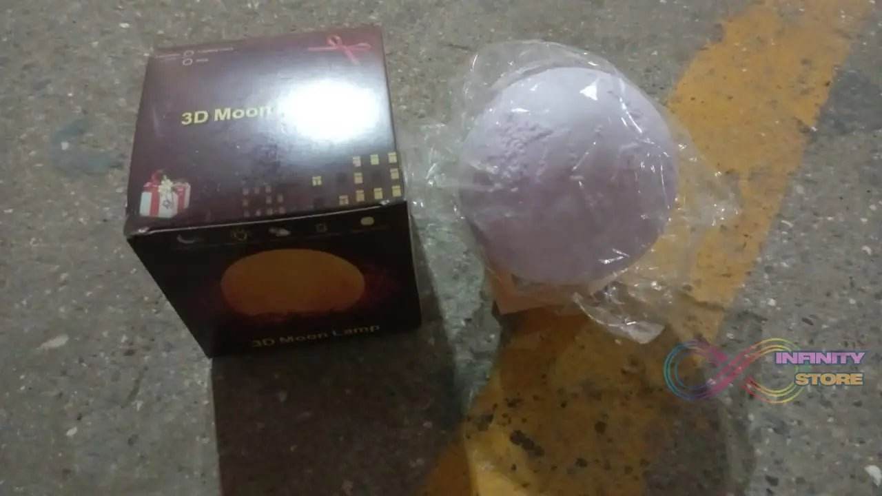3D Moon Night Lamp with Stand (Color Box / White & Yellow Light / 1 Pc) - infinityexculsivestore.com