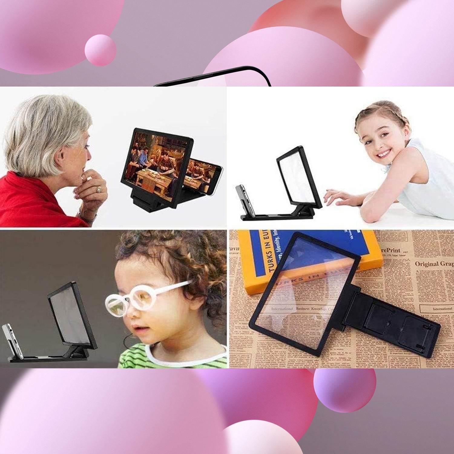 3D Phone Screen Magnifier Video Screen Amplifier Expander Holder Bracket for Mobile Phone Screen Zoom Display (1 Pc) - infinityexculsivestore.com