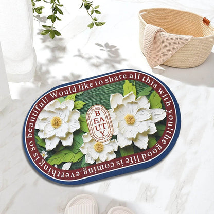 3D Visual Anti-Slip Absorbent Mat New Soft Super Absorbent Floor Mats, Cute Flowers Shower Drying Bathroom Mat (Mix Design / 1 Pc) - infinityexculsivestore.com