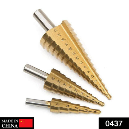 '-3X Large HSS Steel Step Cone Drill Titanium Bit Set Hole Cutter (4-32, 4-20, 4-12mm) - infinityexculsivestore.com