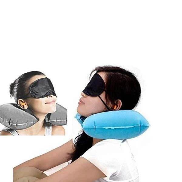 3in1 Air Travel Kit with Pillow, Ear Buds & Eye Mask - infinityexculsivestore.com