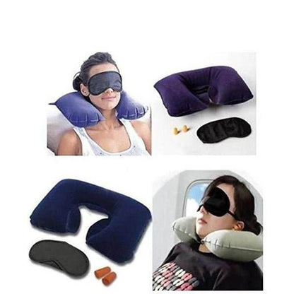 3in1 Air Travel Kit with Pillow, Ear Buds & Eye Mask - infinityexculsivestore.com
