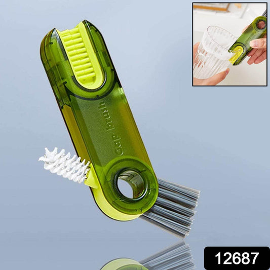 3in1 Multifunctional Cleaning Brush, Bottle Cleaning Brush, Cup Cleaner Brush, for Bottle Cup Cover Lid Home Kitchen Cleaning Tool (1 Pc / Mix Color) - infinityexculsivestore.com