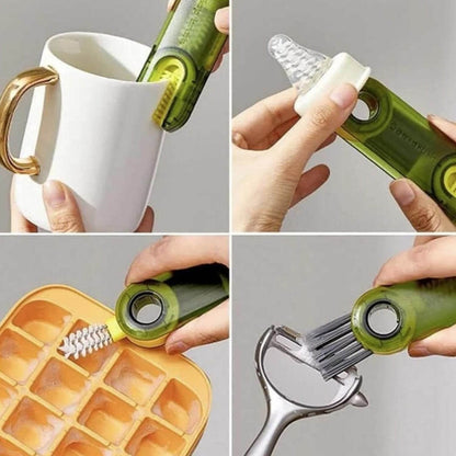 3in1 Multifunctional Cleaning Brush, Bottle Cleaning Brush, Cup Cleaner Brush, for Bottle Cup Cover Lid Home Kitchen Cleaning Tool (1 Pc / Mix Color) - infinityexculsivestore.com