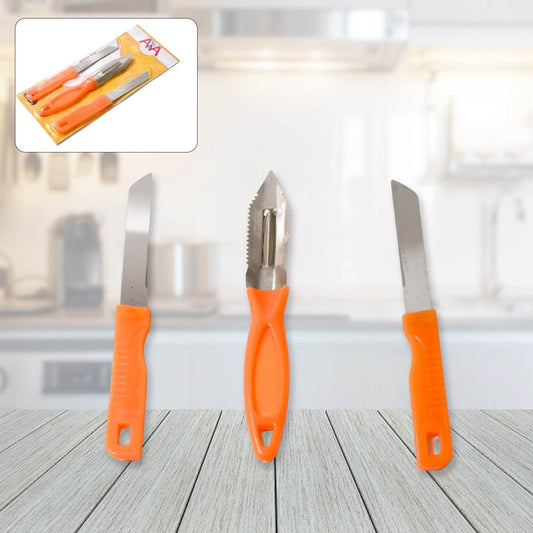 3in1 Multipurpose Stainless Steel Classic Kitchen Knife Set of 3 for Fruits and Vegetable Chopping / Cutting / Peeling, Kitchen Knife / Vegetable Peeler / Plain Knife - infinityexculsivestore.com