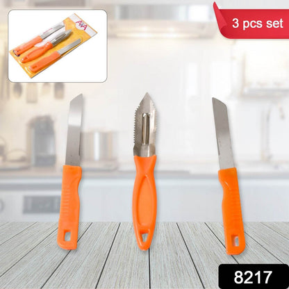3in1 Multipurpose Stainless Steel Classic Kitchen Knife Set of 3 for Fruits and Vegetable Chopping / Cutting / Peeling, Kitchen Knife / Vegetable Peeler / Plain Knife - infinityexculsivestore.com