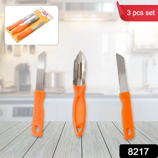 3in1 Multipurpose Stainless Steel Classic Kitchen Knife Set of 3 for Fruits and Vegetable Chopping / Cutting / Peeling, Kitchen Knife / Vegetable Peeler / Plain Knife - infinityexculsivestore.com