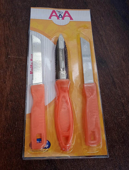 3in1 Multipurpose Stainless Steel Classic Kitchen Knife Set of 3 for Fruits and Vegetable Chopping / Cutting / Peeling, Kitchen Knife / Vegetable Peeler / Plain Knife - infinityexculsivestore.com