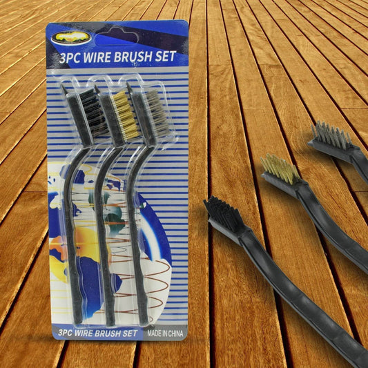 3pcs Mini Wire Brush Set (Steel / Nylon / Brass Brush) - infinityexculsivestore.com