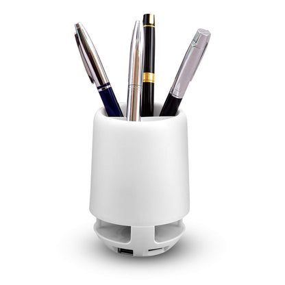 Multifunctional 4 Compartment Pen Holder with Bluetooth Speaker 5 W Bluetooth Speaker Laptop / Desk Speaker / Table Lamp / Night Lamp Smart Color Changing Pen Stand Wireless Bluetooth Speaker - infinityexculsivestore.com