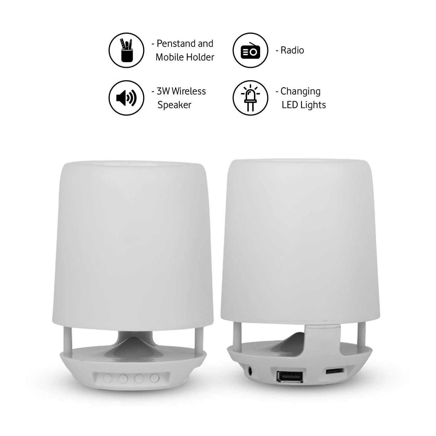 Multifunctional 4 Compartment Pen Holder with Bluetooth Speaker 5 W Bluetooth Speaker Laptop / Desk Speaker / Table Lamp / Night Lamp Smart Color Changing Pen Stand Wireless Bluetooth Speaker - infinityexculsivestore.com