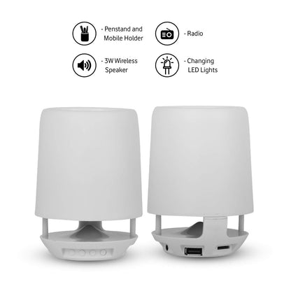 Multifunctional 4 Compartment Pen Holder with Bluetooth Speaker 5 W Bluetooth Speaker Laptop / Desk Speaker / Table Lamp / Night Lamp Smart Color Changing Pen Stand Wireless Bluetooth Speaker - infinityexculsivestore.com