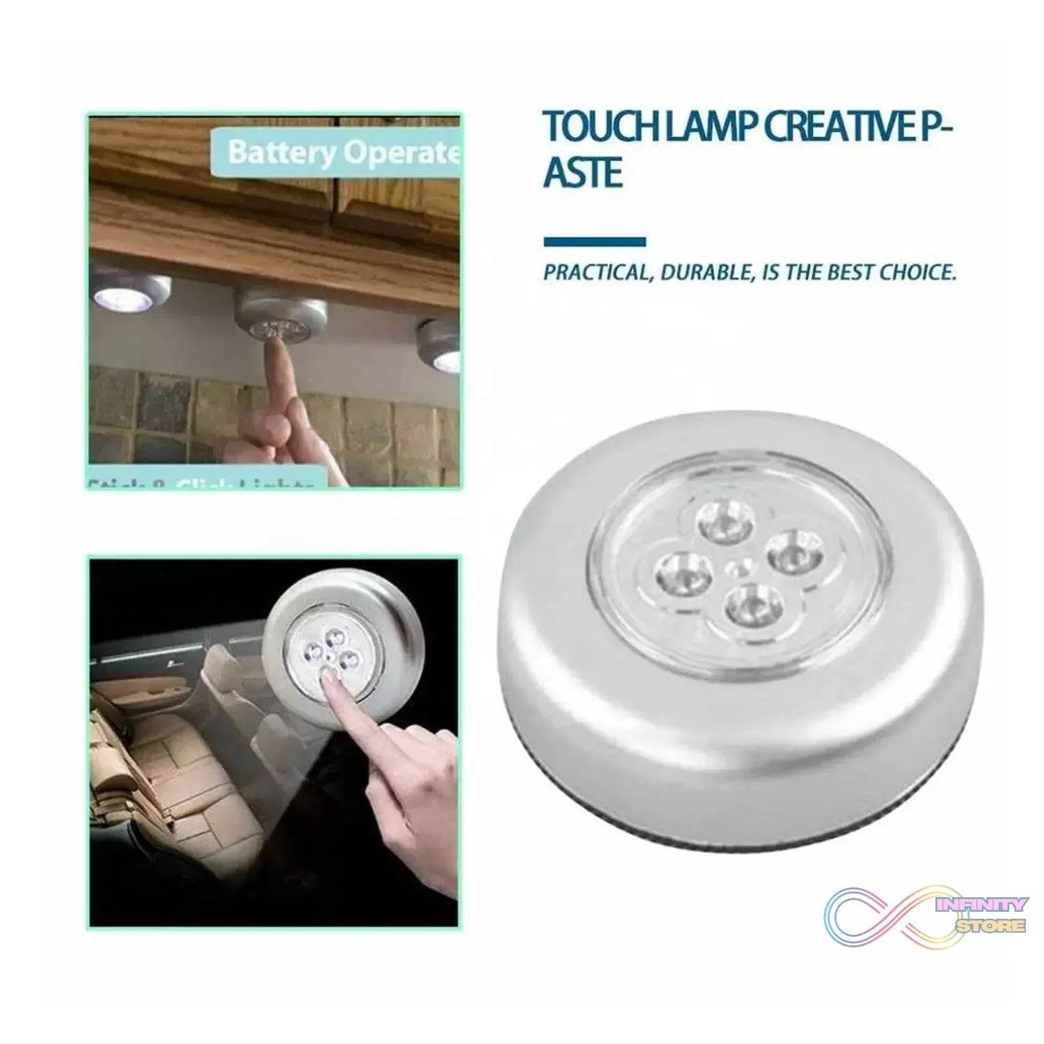 4 LED Battery - Powered Wireless Night Light Stick Tap Touch Lamp Stick - on Push Light for Closets, Cabinets, Counters, or Utility Rooms, Cordless Touch Light - infinityexculsivestore.com