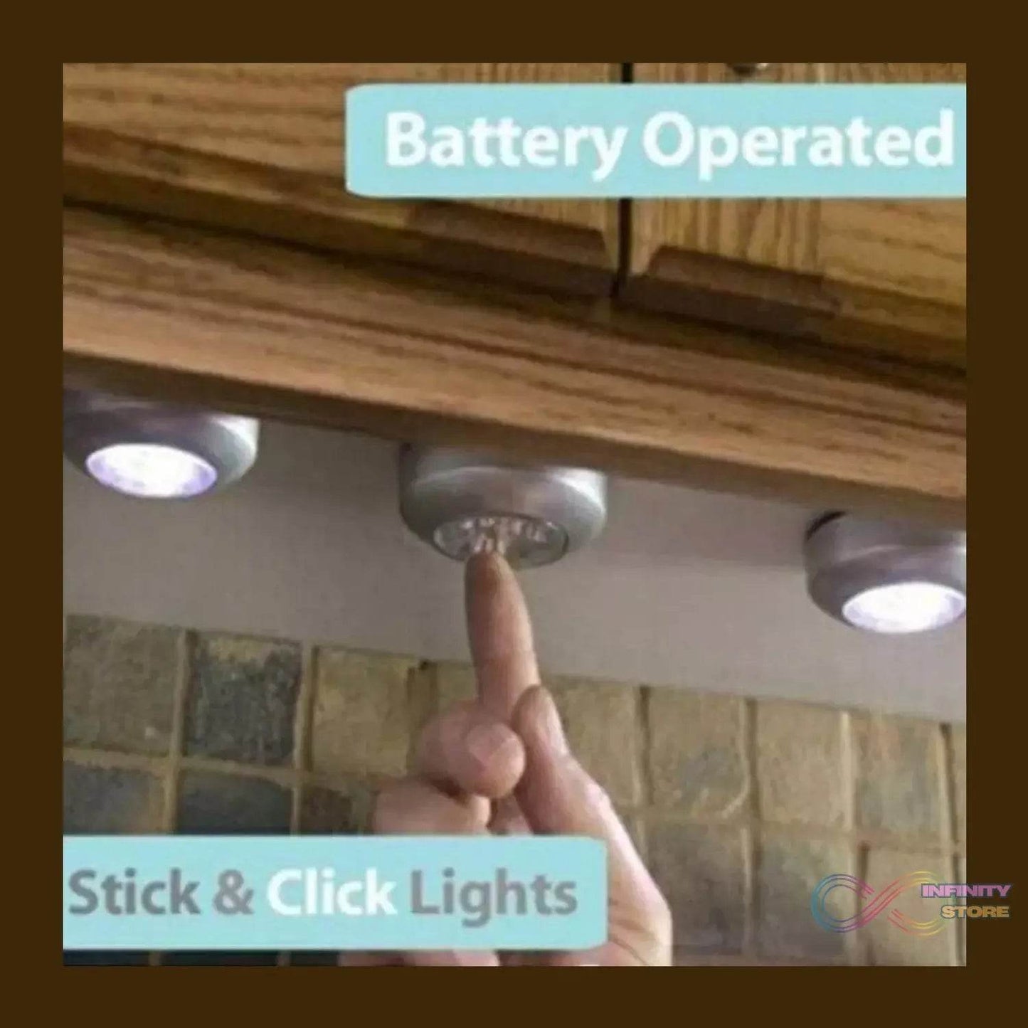 4 LED Battery - Powered Wireless Night Light Stick Tap Touch Lamp Stick - on Push Light for Closets, Cabinets, Counters, or Utility Rooms, Cordless Touch Light - infinityexculsivestore.com