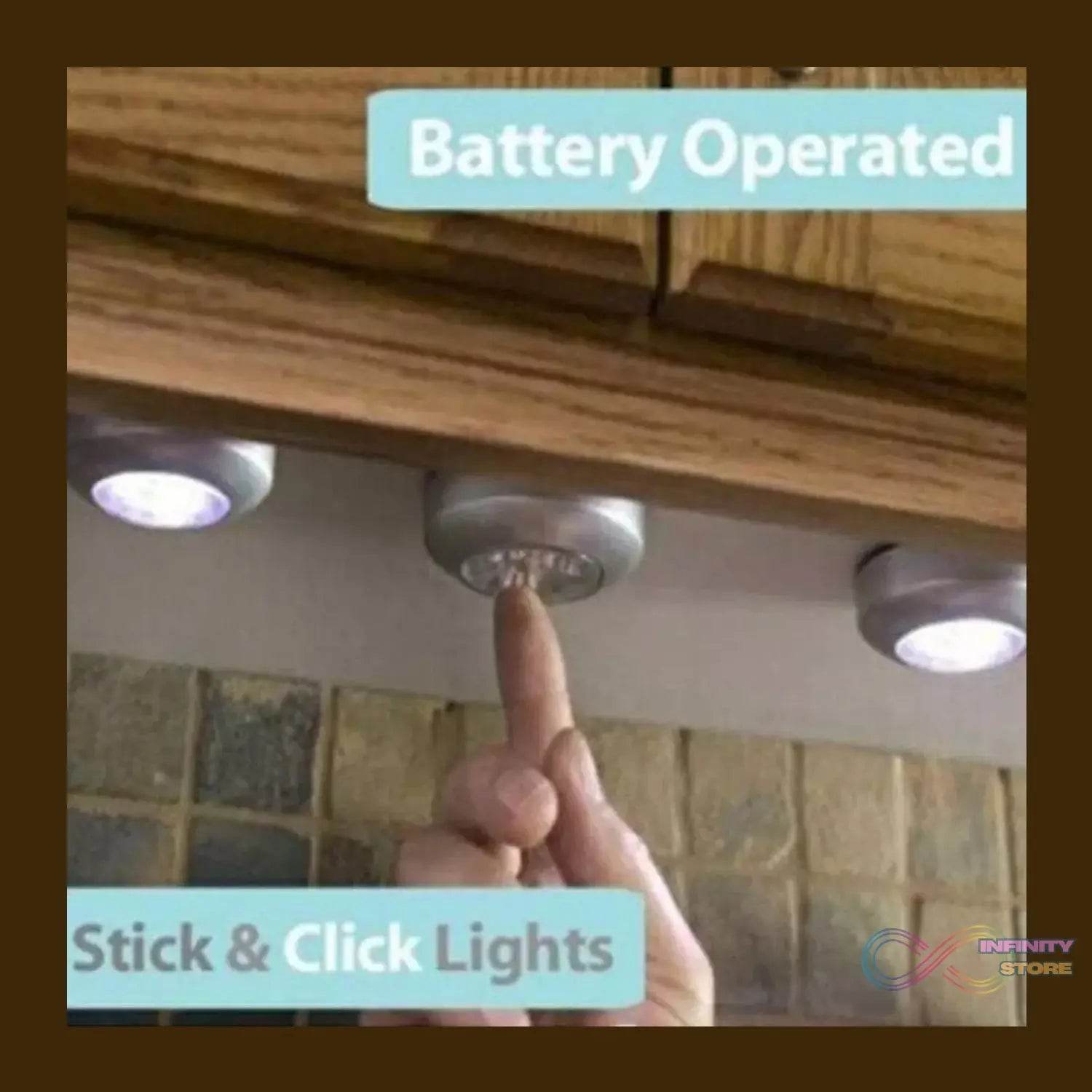 4 LED Battery - Powered Wireless Night Light Stick Tap Touch Lamp Stick - on Push Light for Closets, Cabinets, Counters, or Utility Rooms, Cordless Touch Light - infinityexculsivestore.com