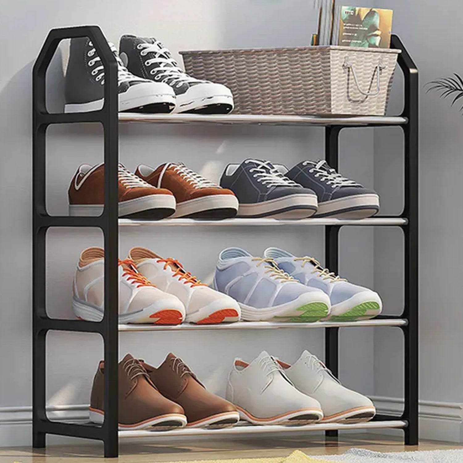4 Layer Space‑saving Shoes Show Rack Folding Shoe Rack (1 Pc) - infinityexculsivestore.com
