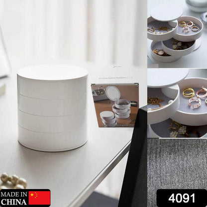 4 Layers Jewellery Box, 360 Degree Rotating Jewelry Box, Jewelry and Earring Organizer Box with Mirror, Accessory Storage Box - infinityexculsivestore.com