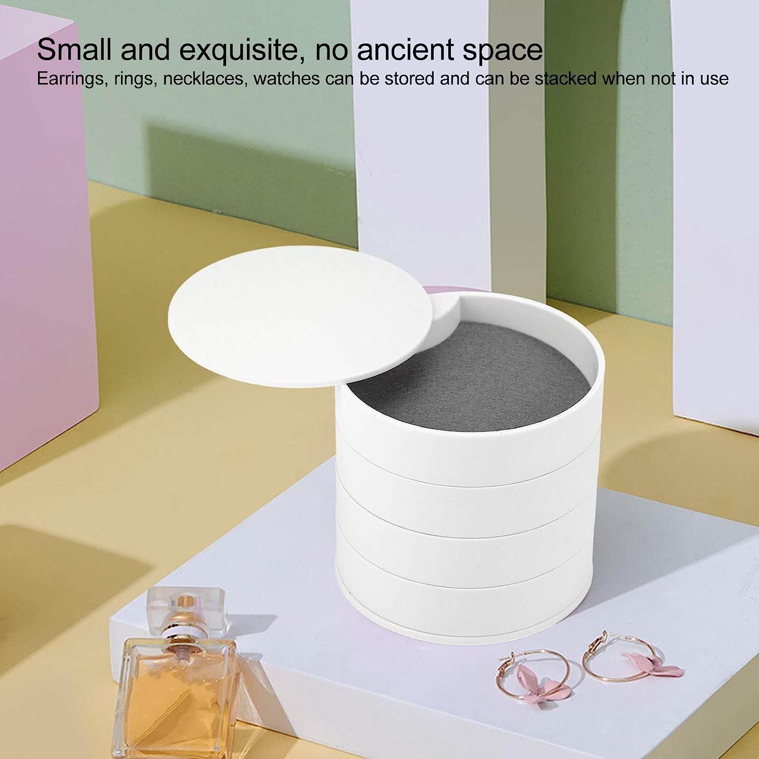 4 Layers Jewellery Box, 360 Degree Rotating Jewelry Box, Jewelry and Earring Organizer Box with Mirror, Accessory Storage Box - infinityexculsivestore.com