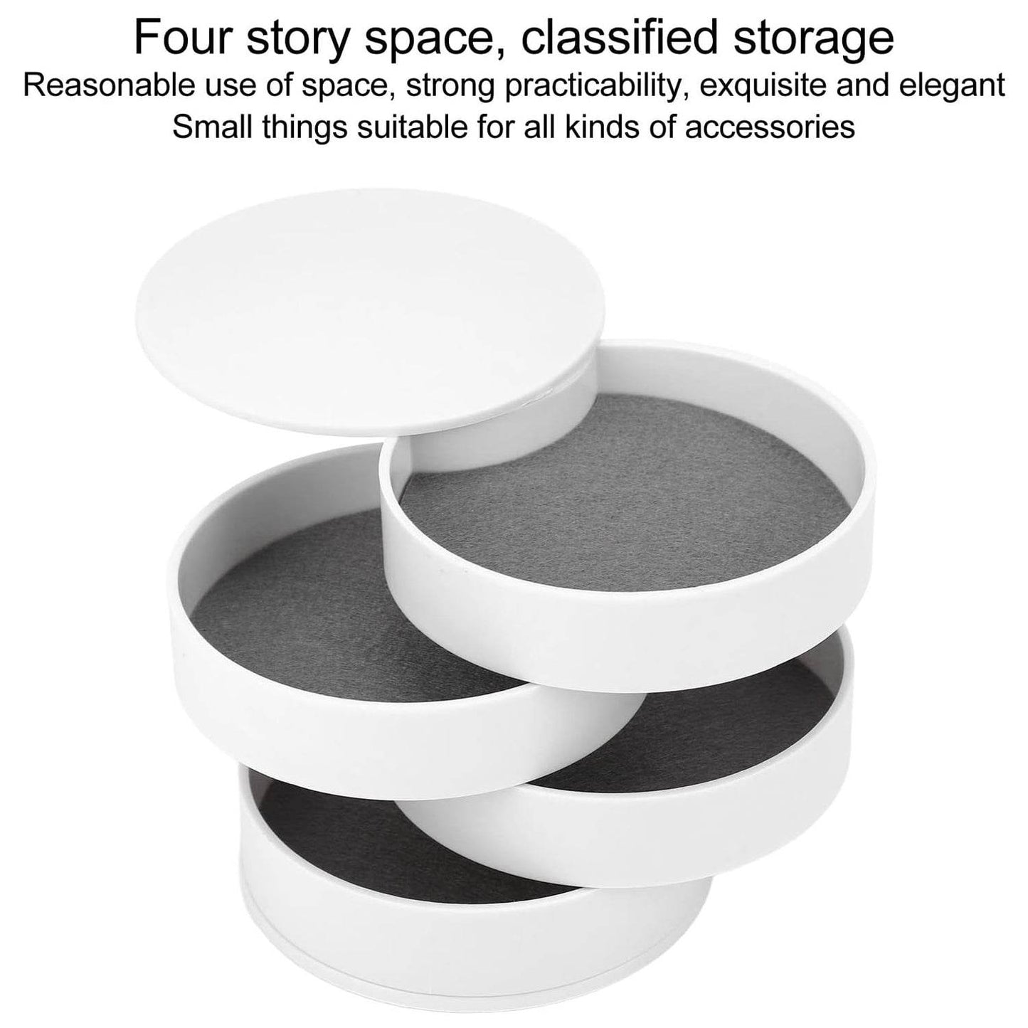 4 Layers Jewellery Box, 360 Degree Rotating Jewelry Box, Jewelry and Earring Organizer Box with Mirror, Accessory Storage Box - infinityexculsivestore.com