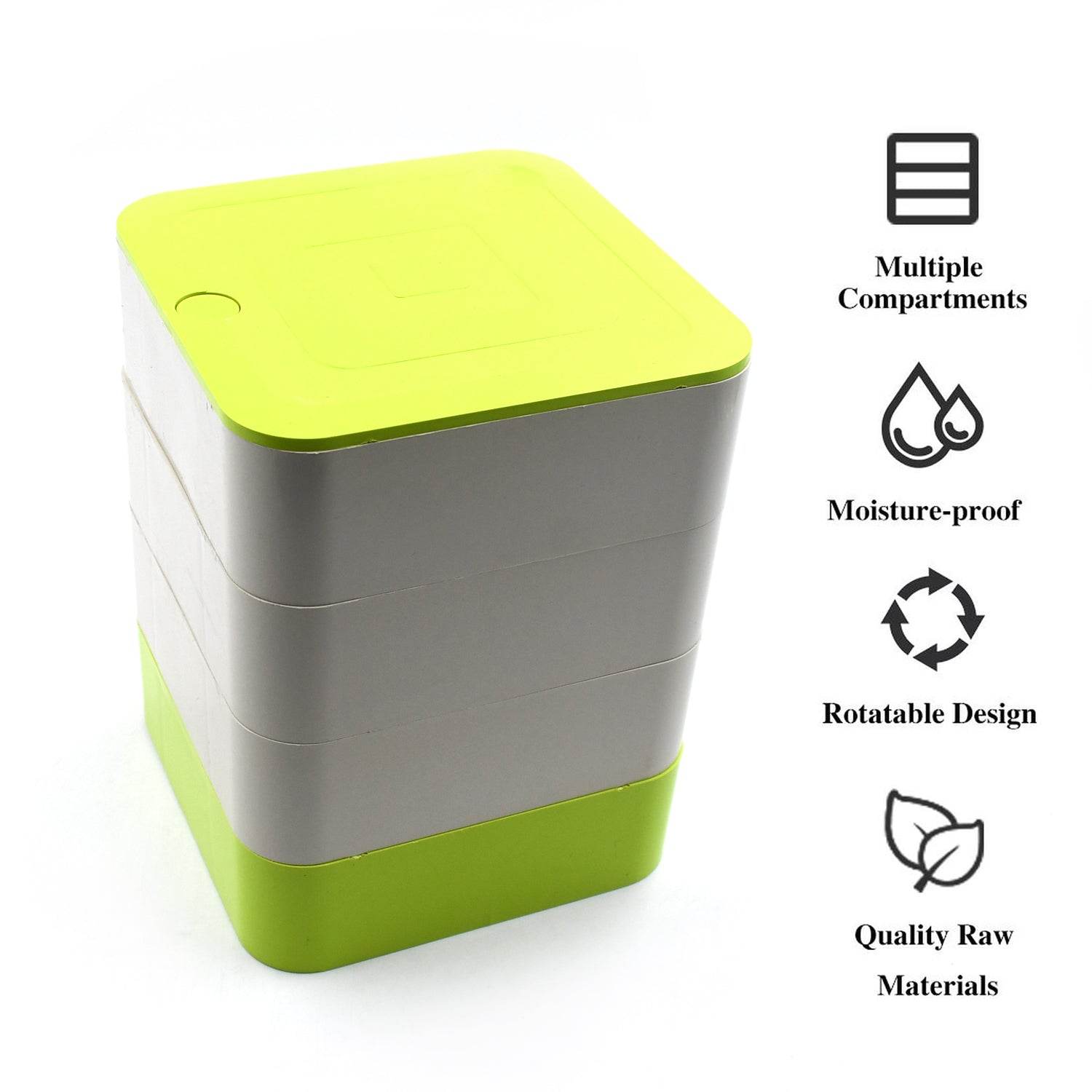 4 Layers Jewelry Box, 360 Degree Rotating Jewelry Box, Jewelry and Earring Organizer Box, Accessory Storage Box - infinityexculsivestore.com