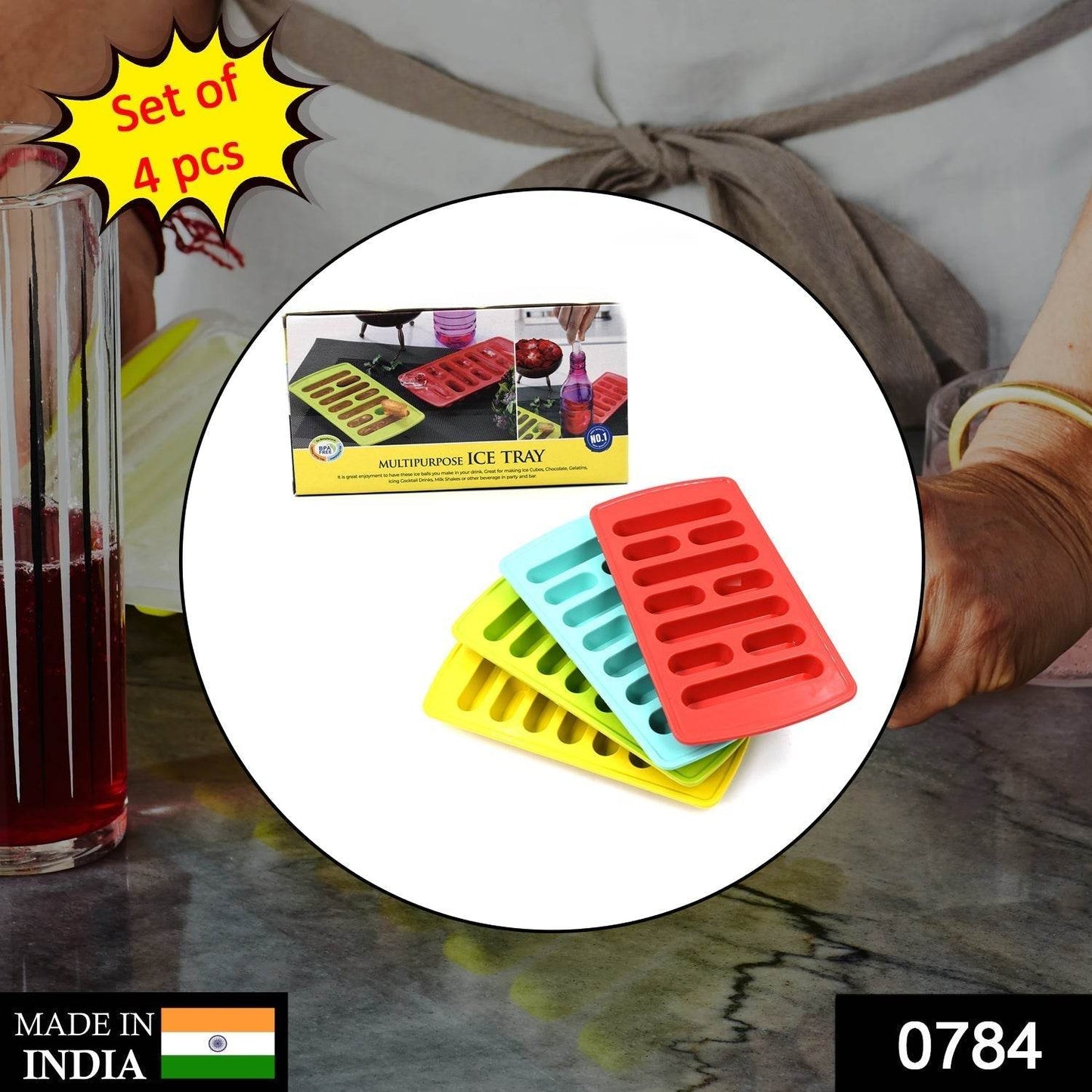 4 Pc Fancy Ice Tray used widely in all kinds of household places while making ices and all purposes. - infinityexculsivestore.com