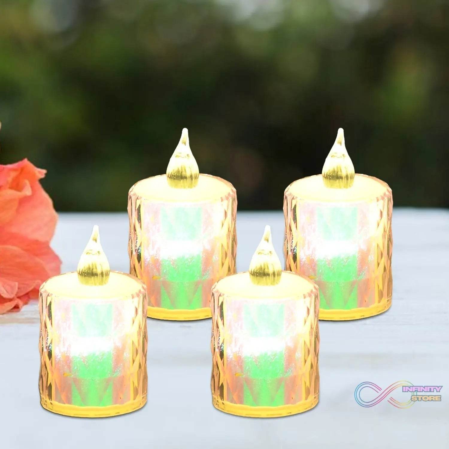 4 Pc Flameless and Smokeless Decorative Melting Candles LED Tea Light - infinityexculsivestore.com