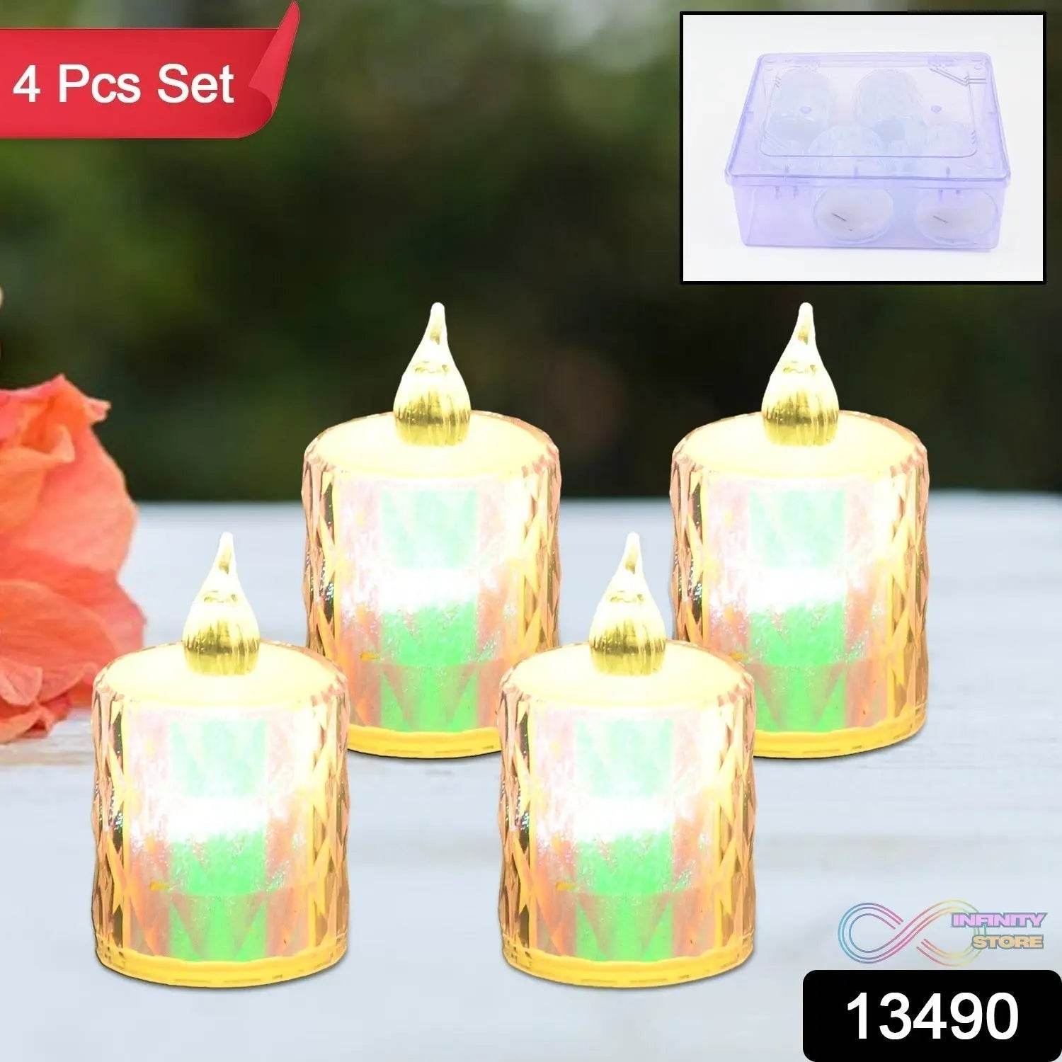 4 Pc Flameless and Smokeless Decorative Melting Candles LED Tea Light - infinityexculsivestore.com