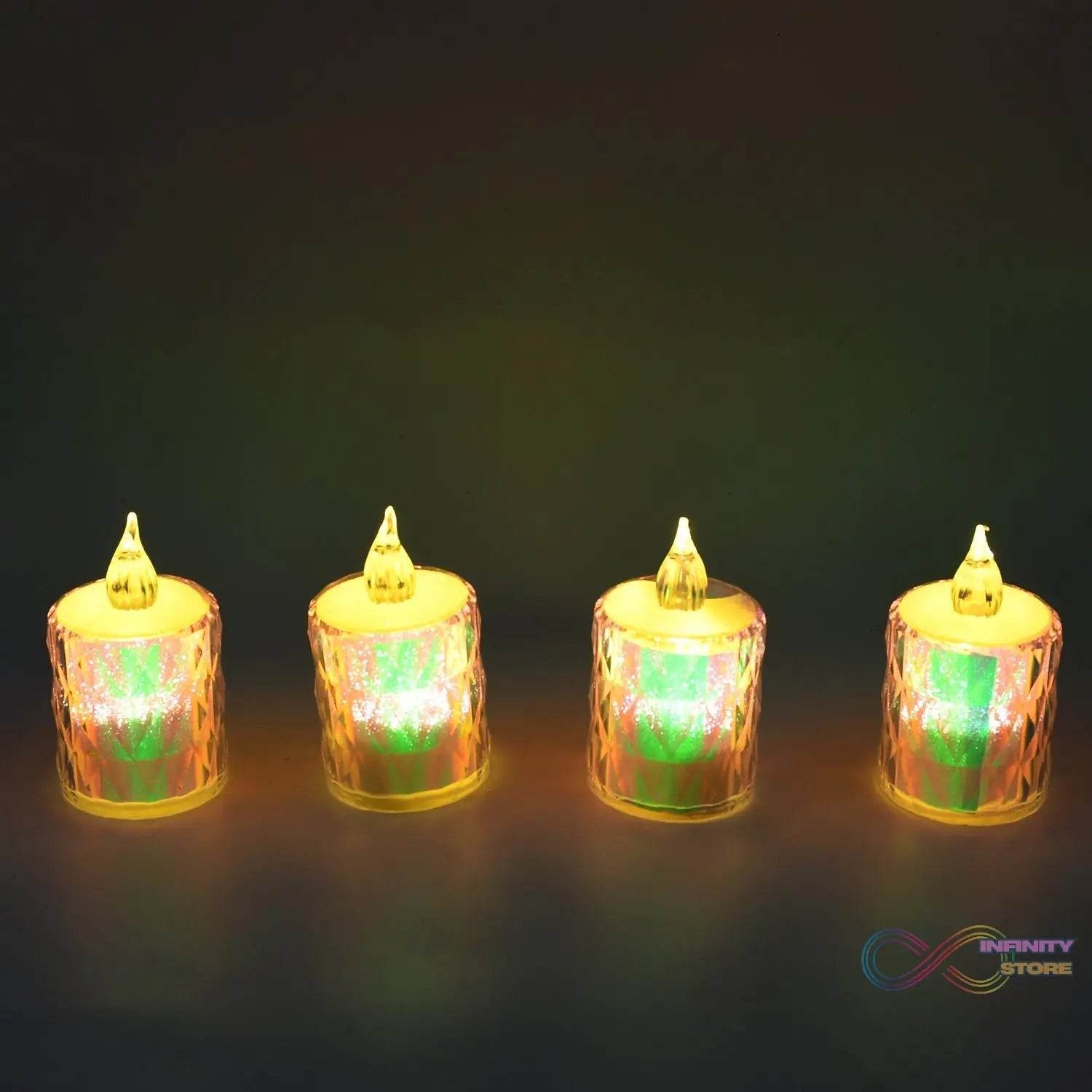 4 Pc Flameless and Smokeless Decorative Melting Candles LED Tea Light - infinityexculsivestore.com