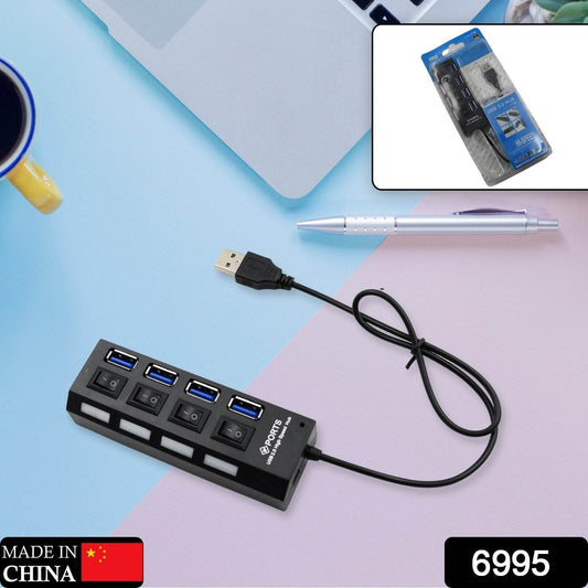 4 Port USB, HUB USB 2.0 HUB Splitter High Speed with On/Off Switch Multi LED Adapter Compatible with Tablet Laptop Computer Notebook - infinityexculsivestore.com