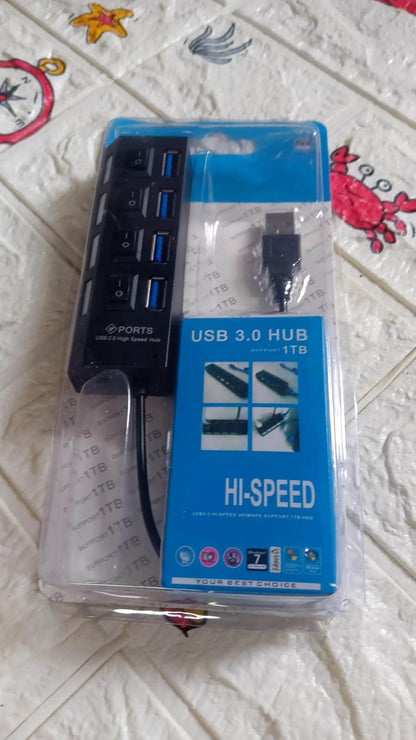 4 Port USB, HUB USB 2.0 HUB Splitter High Speed with On/Off Switch Multi LED Adapter Compatible with Tablet Laptop Computer Notebook - infinityexculsivestore.com