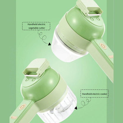 4 in 1 Handheld Electric Vegetable Cutter Set, Multifunction Mini Chopper Food Processor, Wireless Electric Garlic Mud Masher, for Garlic, Chili ,Onion, Ginger - infinityexculsivestore.com